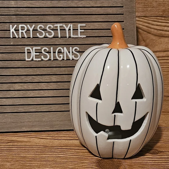 Target Bullseye Playground White Light Up Ceramic Halloween Pumpkin - Picture 1 of 2